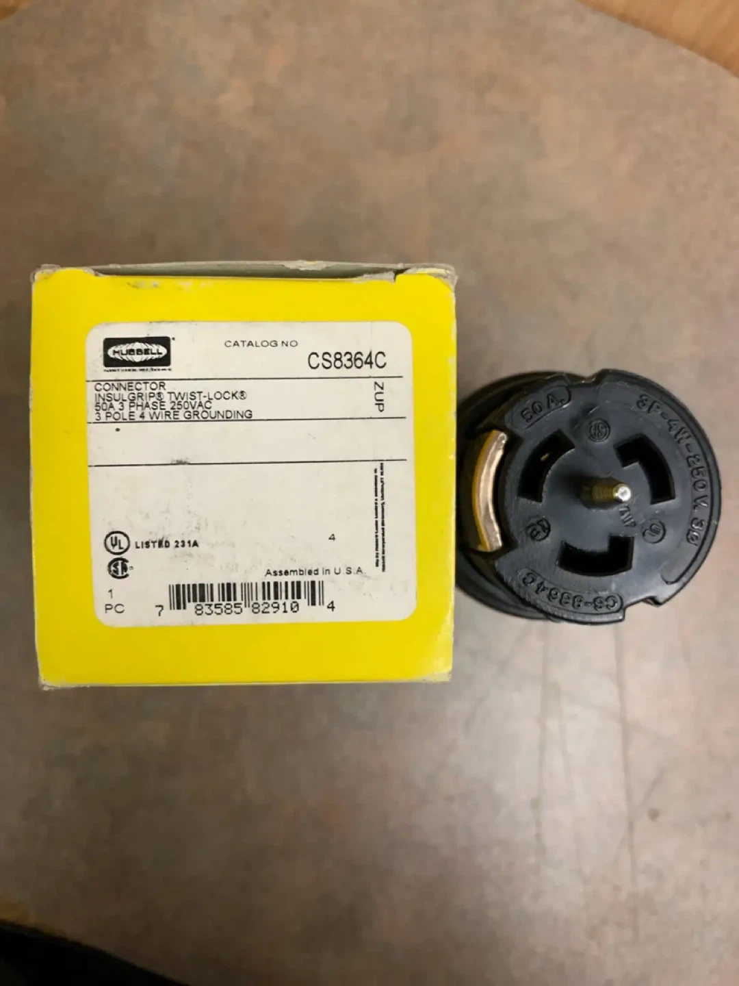Hubbell CS8364C 50 Amp, 250 VAC, 3 PH, 4 Wire, Twistlock Connect - photo 3