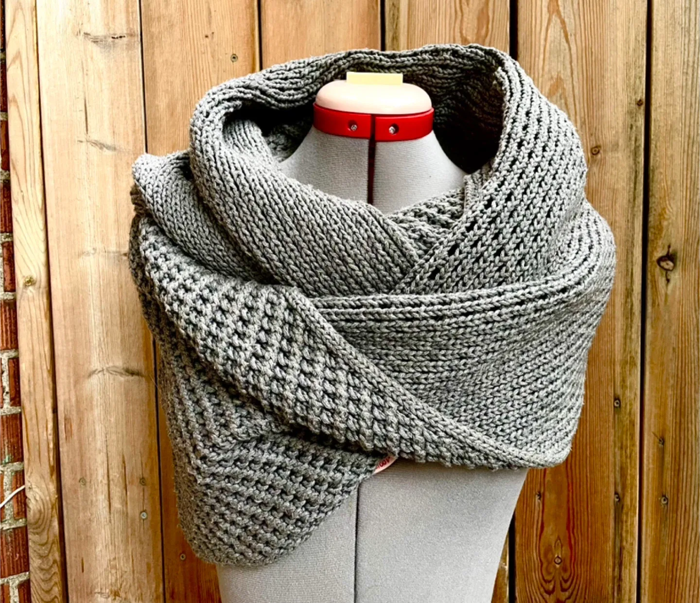 Oversized Grey Knit Infinity Scarf thumbnail