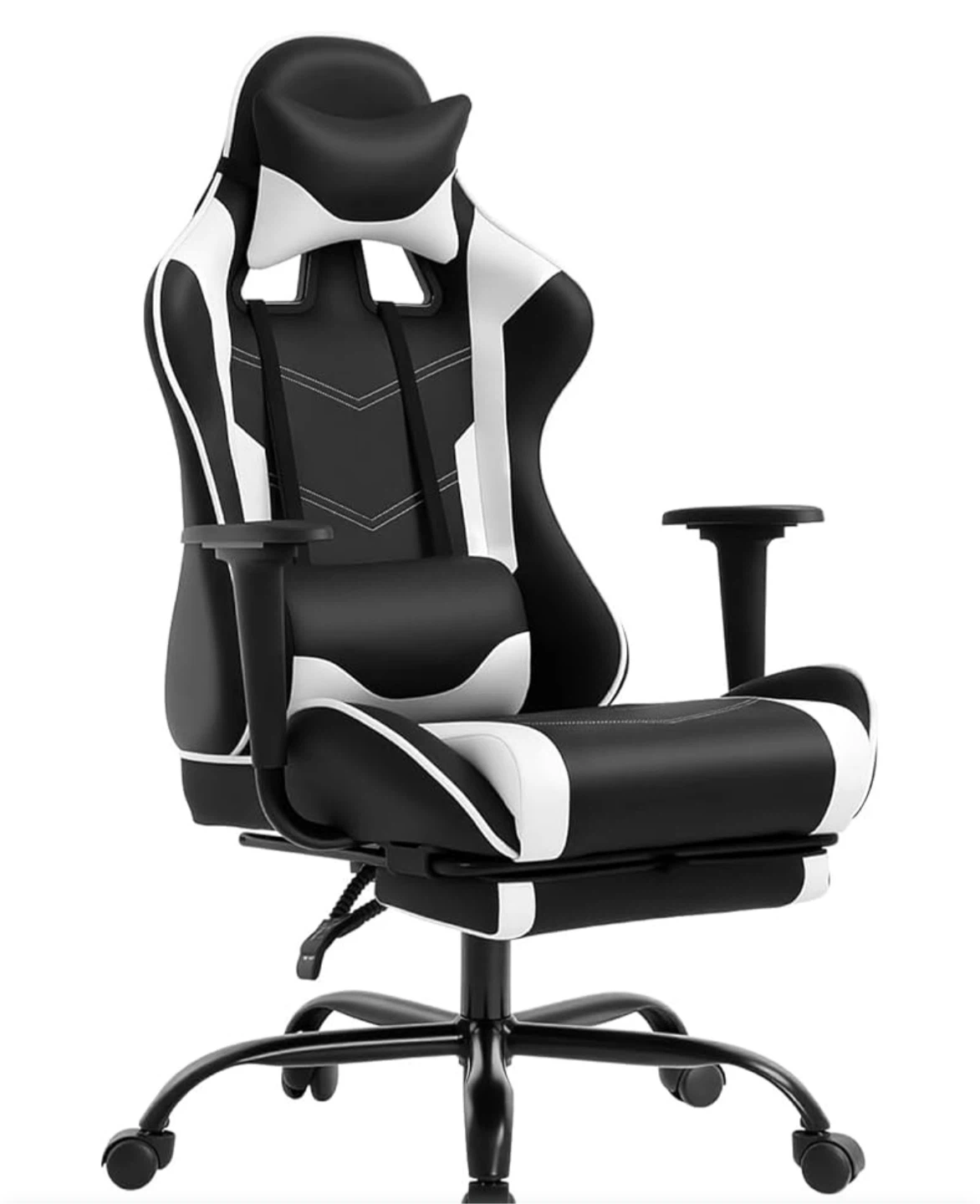 Black & White Office/Gaming Chair w/ Footrest