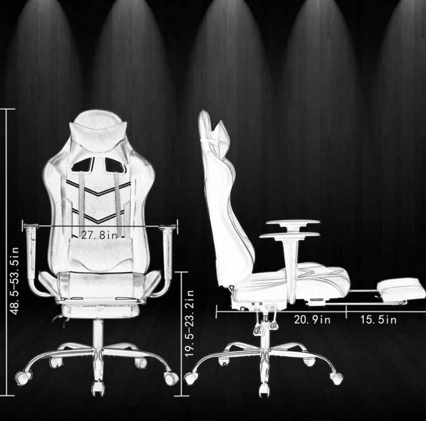 Black & White Office/Gaming Chair w/ Footrest - photo 5