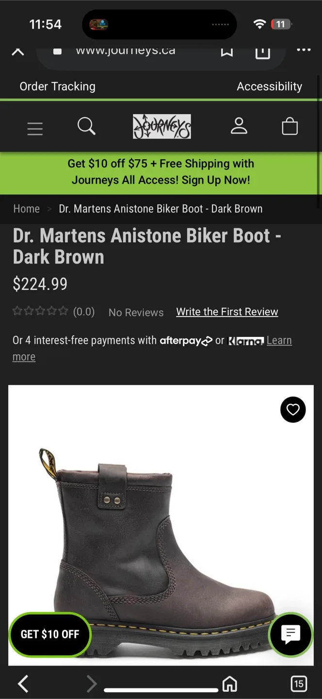 NEW 🧡Dr. Martens Anistone Lo Biker Boot - Dark Brown sz 11US Men image indicator(8)