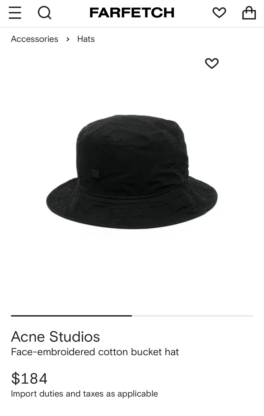 (Retail $208)New Acne Studios Black Bucket Hat image indicator(2)