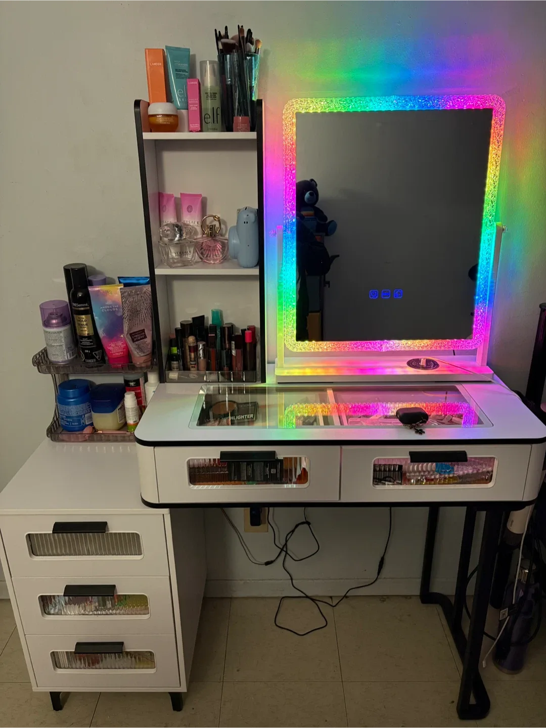 Makeup Vanity Set w/ LED Mirror, Stool & Wireless Charging thumbnail
