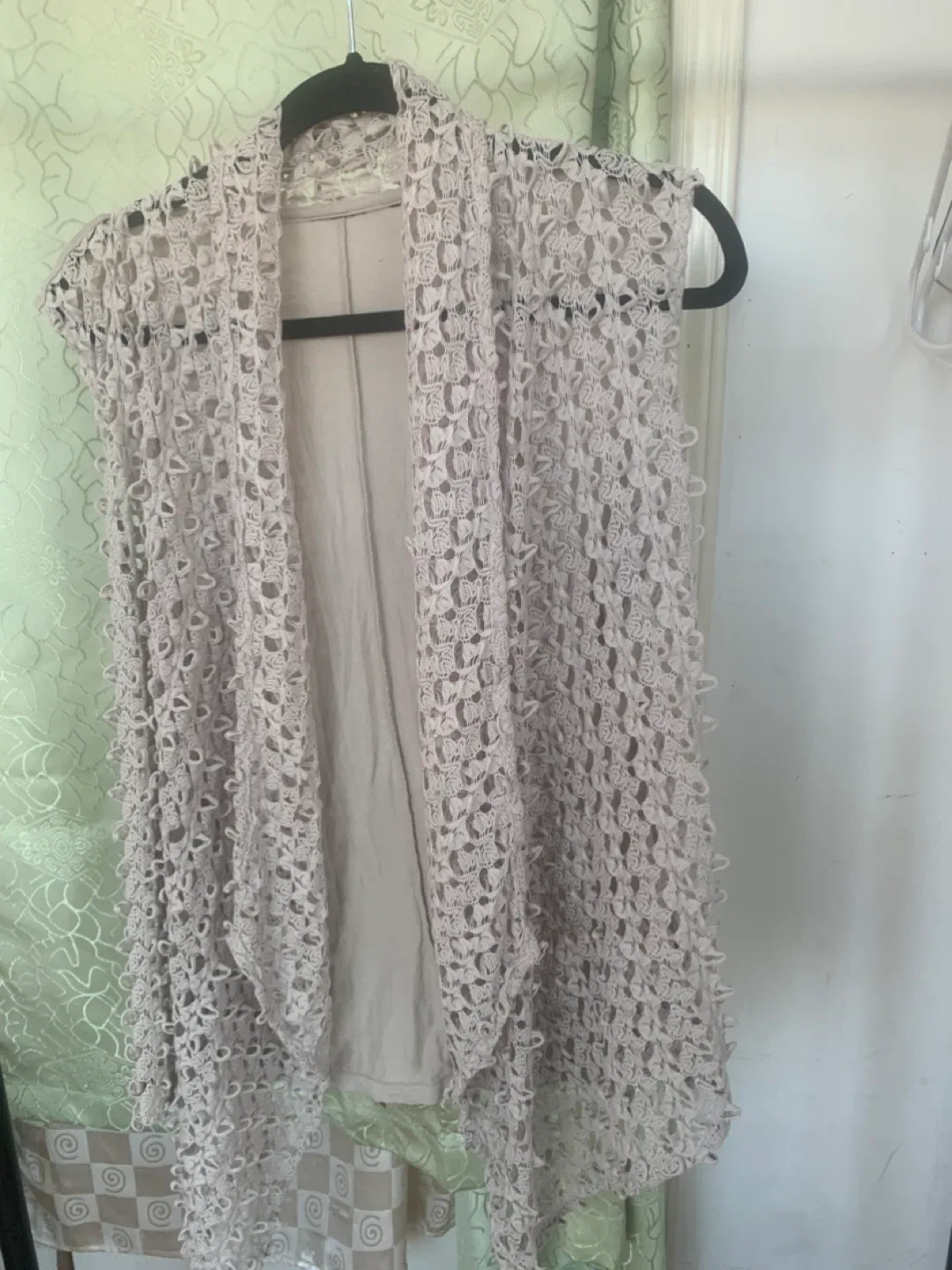 Crochet Vest - Beige, Sleeveless thumbnail