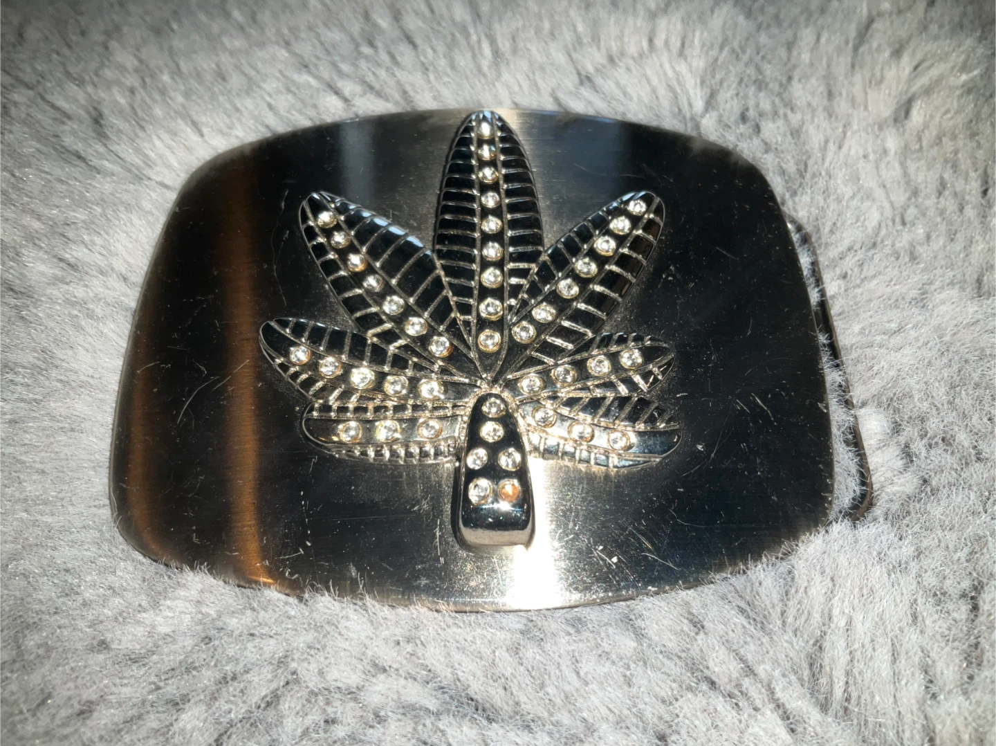 Rhinestone Leaf Belt Buckle