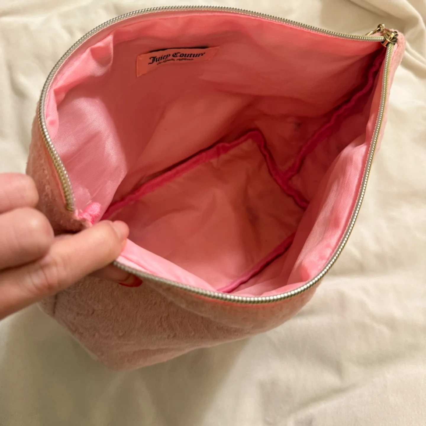 Juicy Couture Pink Velour Large Pouch Cosmetic Bag image indicator(3)