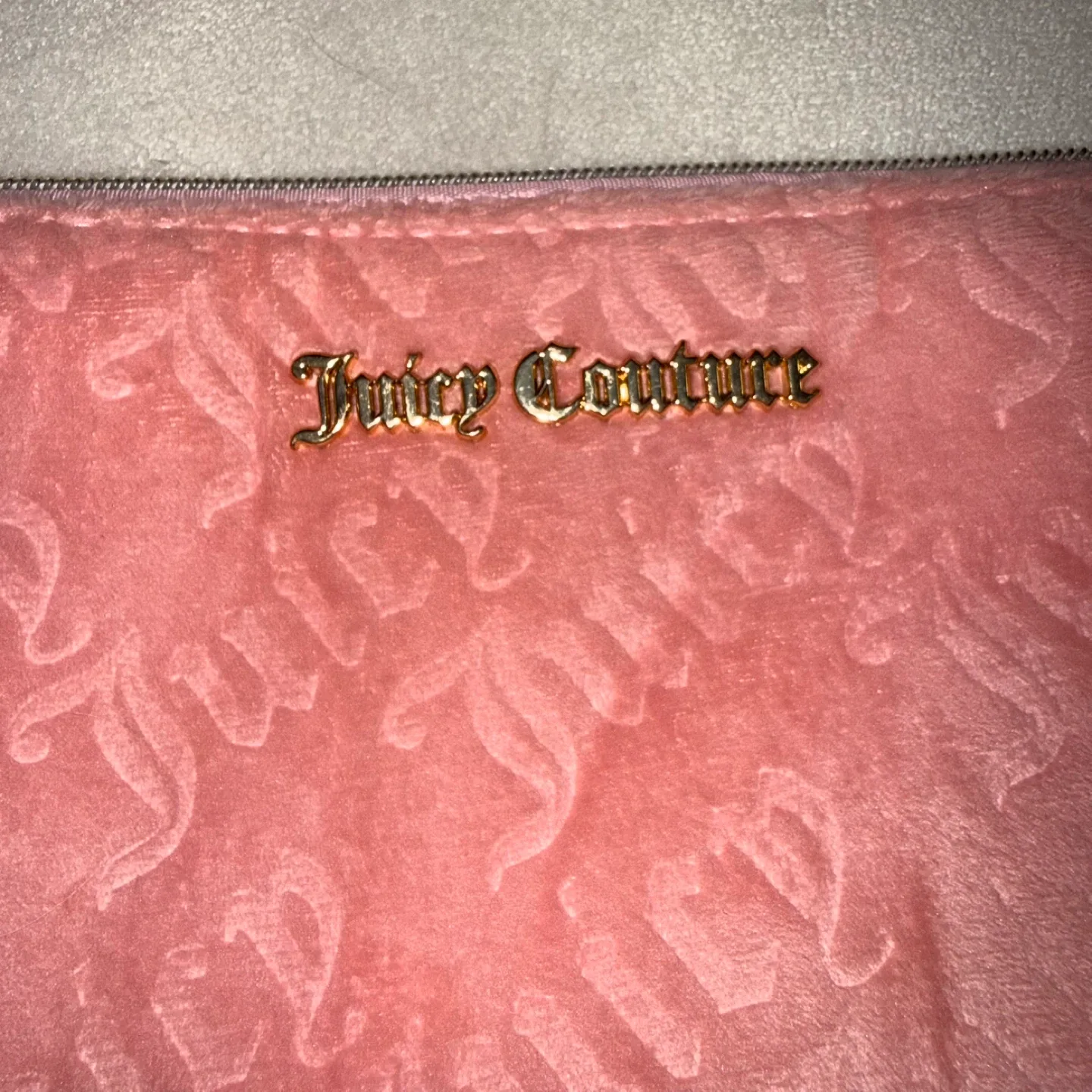 Juicy Couture Pink Velour Large Pouch Cosmetic Bag image indicator(10)