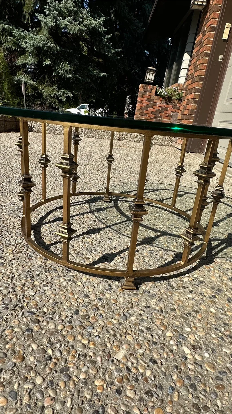 Glass Top Coffee Table with solid BRASS Base thumbnail
