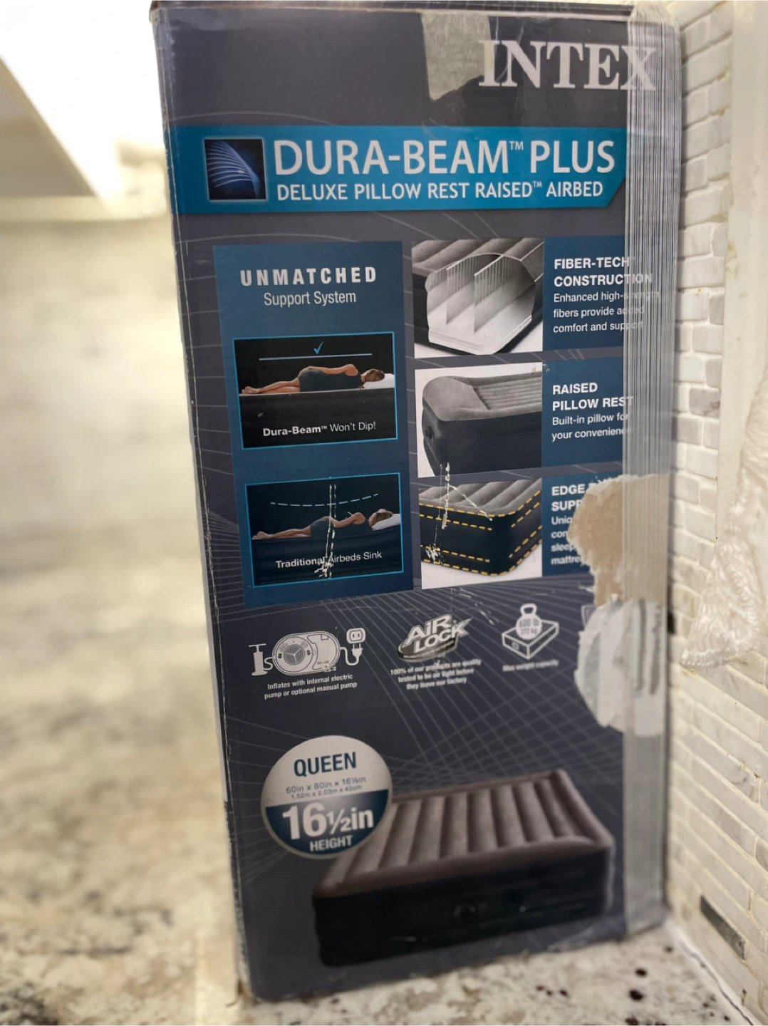 Intex Dura-Beam Plus Deluxe Pillow Rest Raised Airbed Queen - photo 2