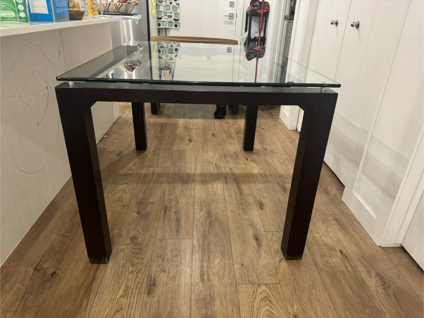Glass Top Dining Table with chairs and stool - photo 2