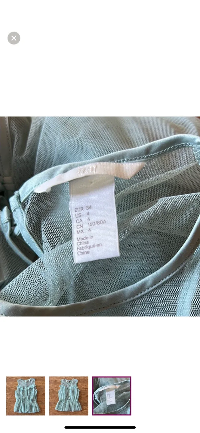 H&M Green Ruffle Top - Size 4 image indicator(3)