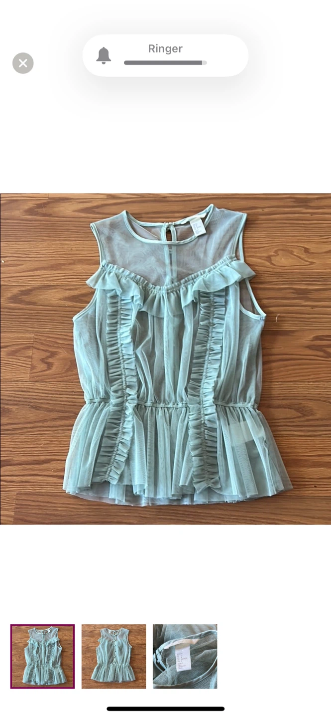 H&M Green Ruffle Top - Size 4