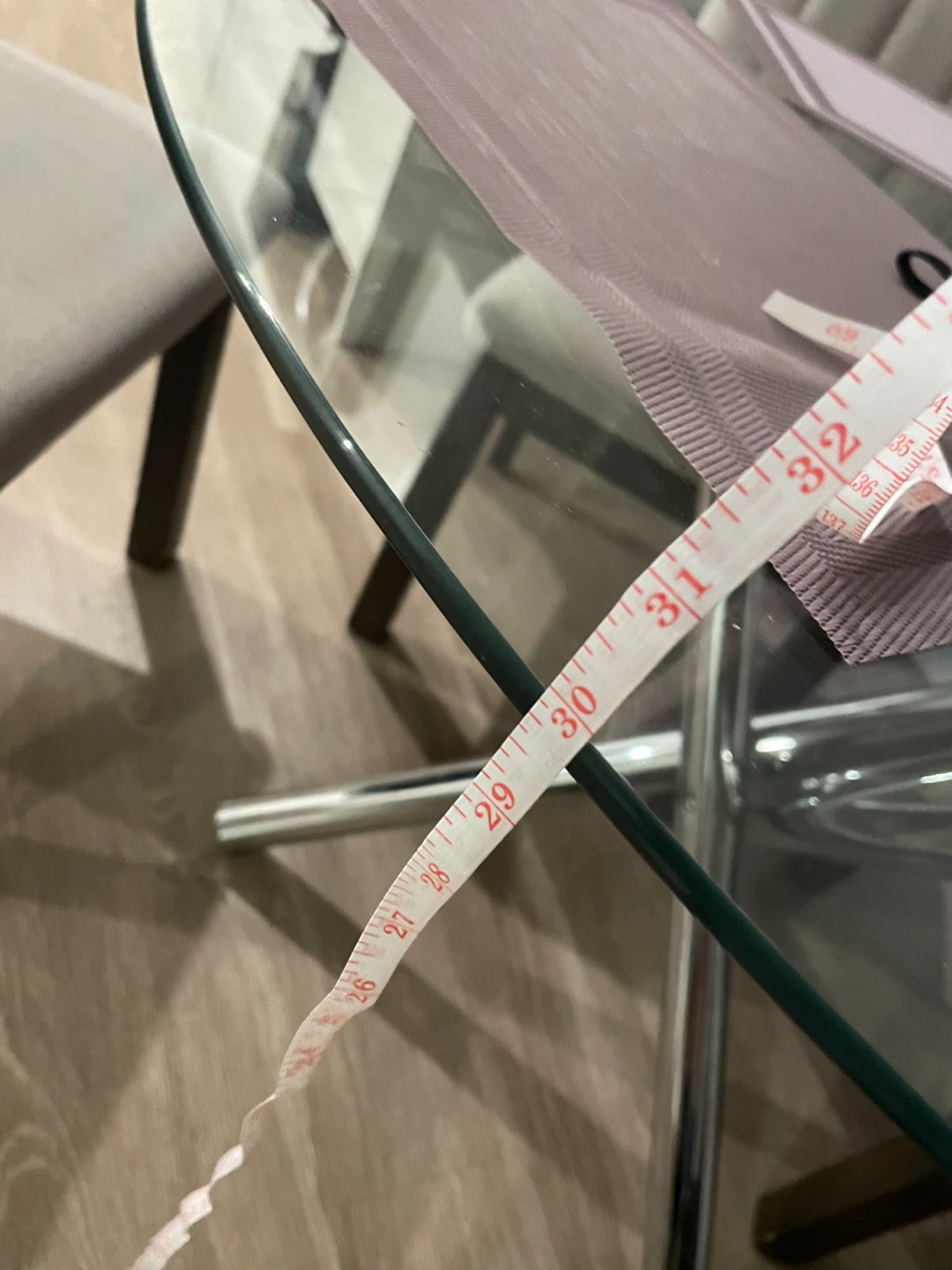 Glass Dining Table - Round, 38 inches with chairs