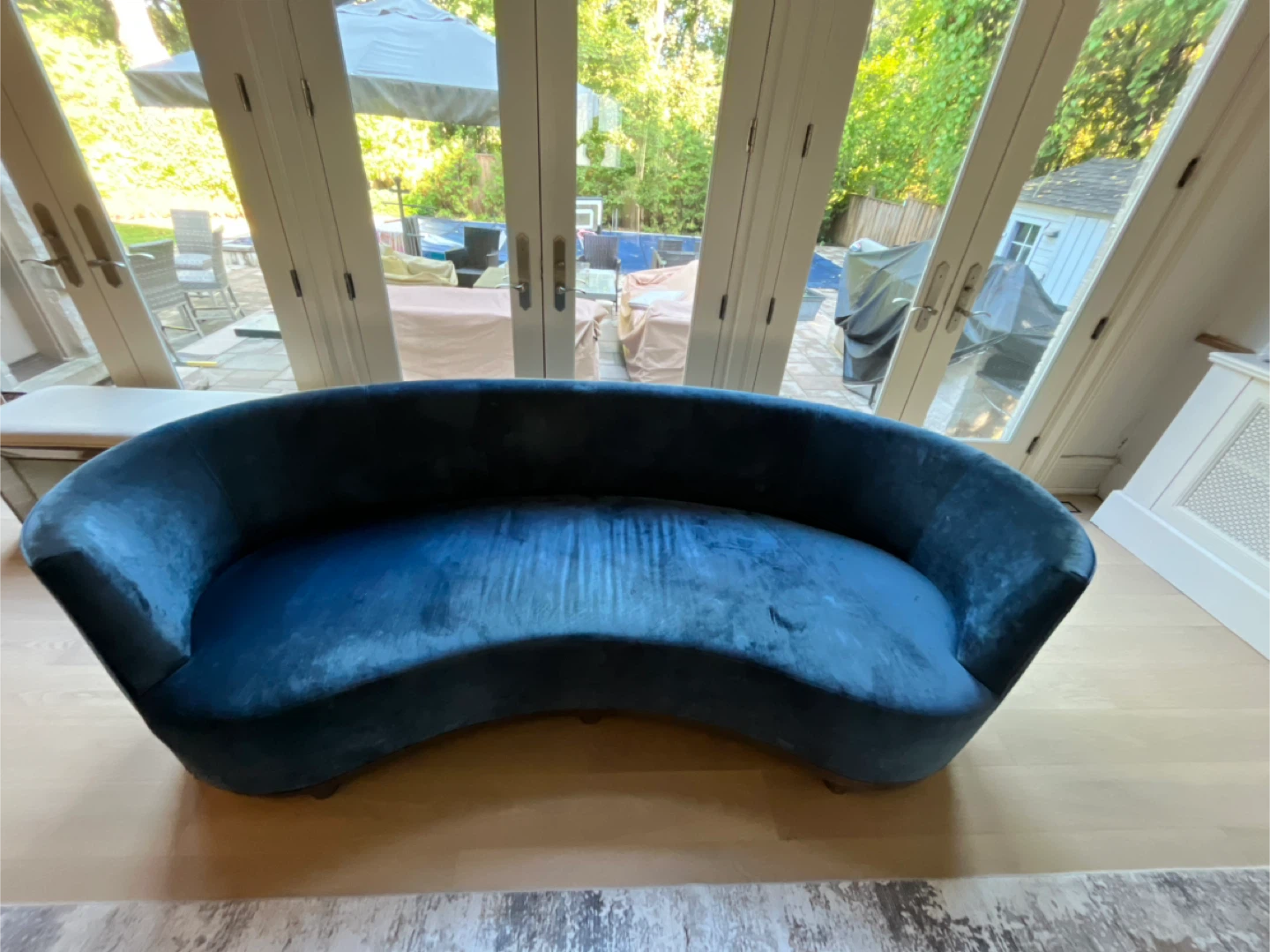 Blue Curved Sofa - photo 4