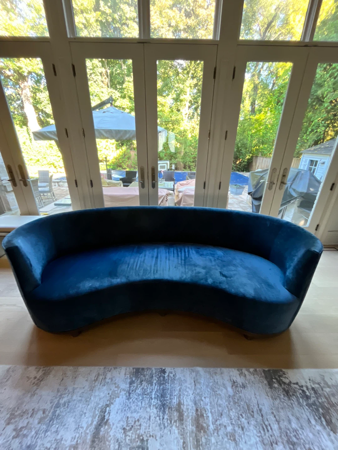 Blue Curved Sofa - photo 2
