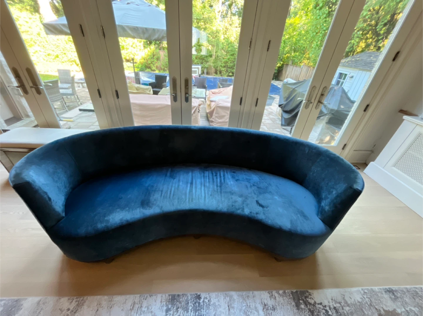 Blue Curved Sofa - photo 3