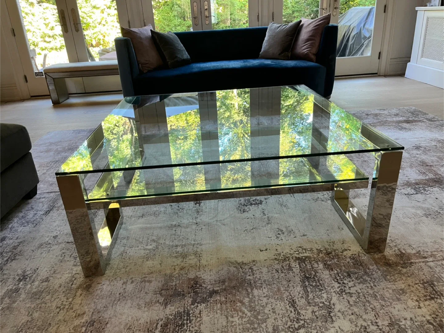 Glass & Chrome Square Coffee Table image indicator(3)