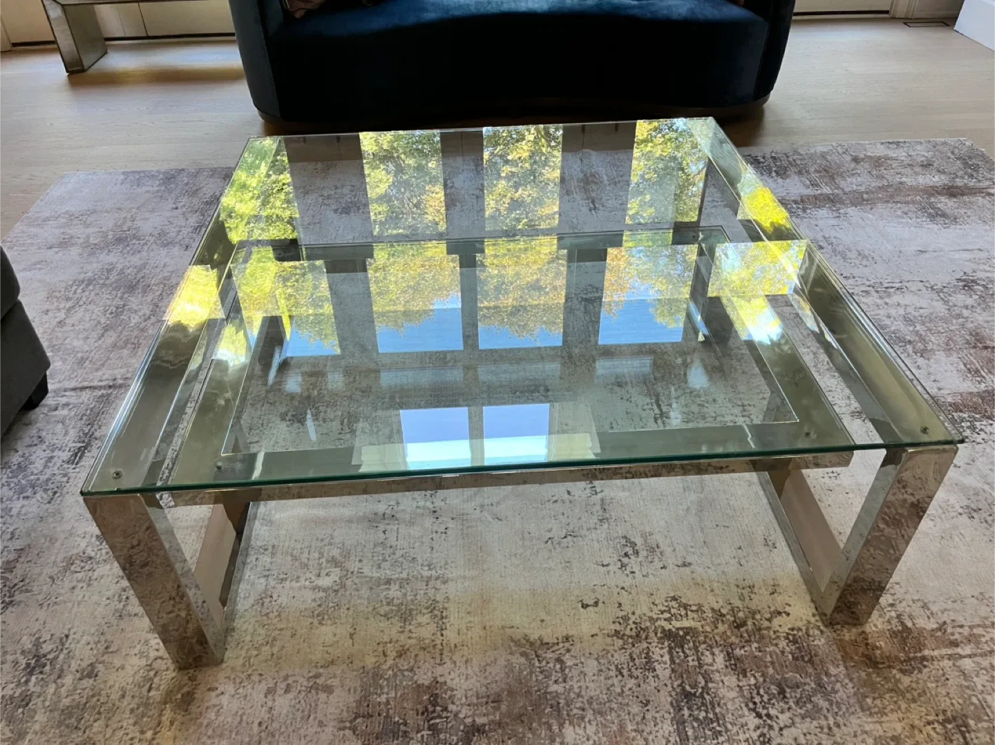 Glass & Chrome Square Coffee Table image indicator(4)