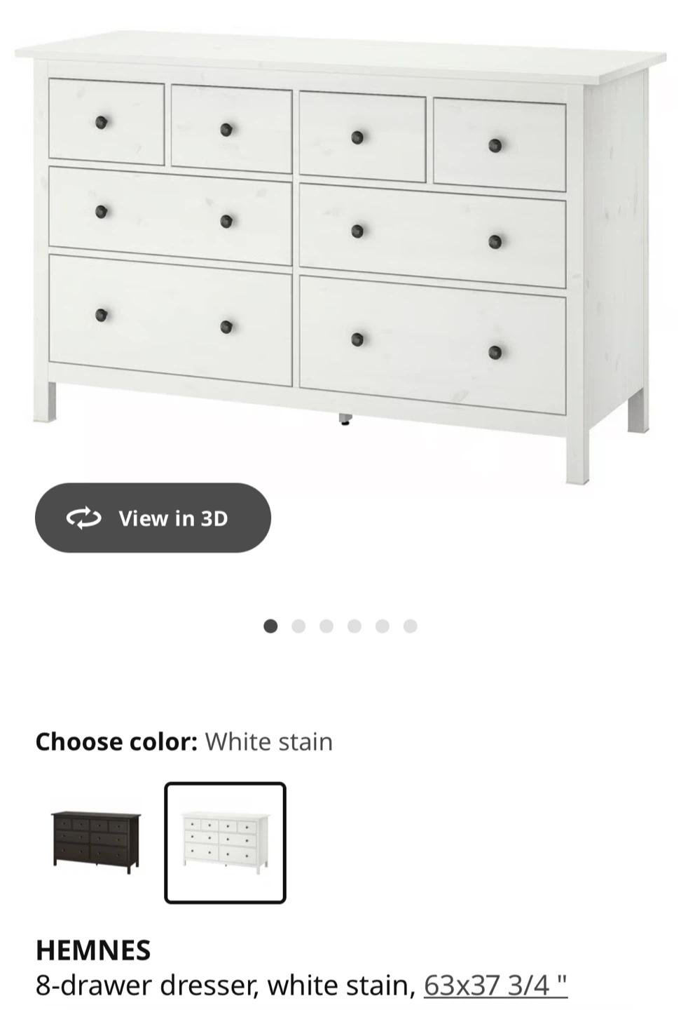 IKEA Hemnes 8-Drawer Dresser - White Stain - photo 3