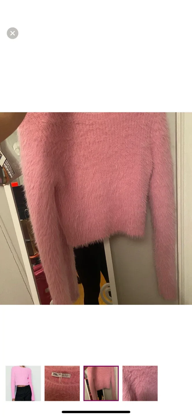 Zara Pink Fluffy Knit Sweater - Size S image indicator(3)
