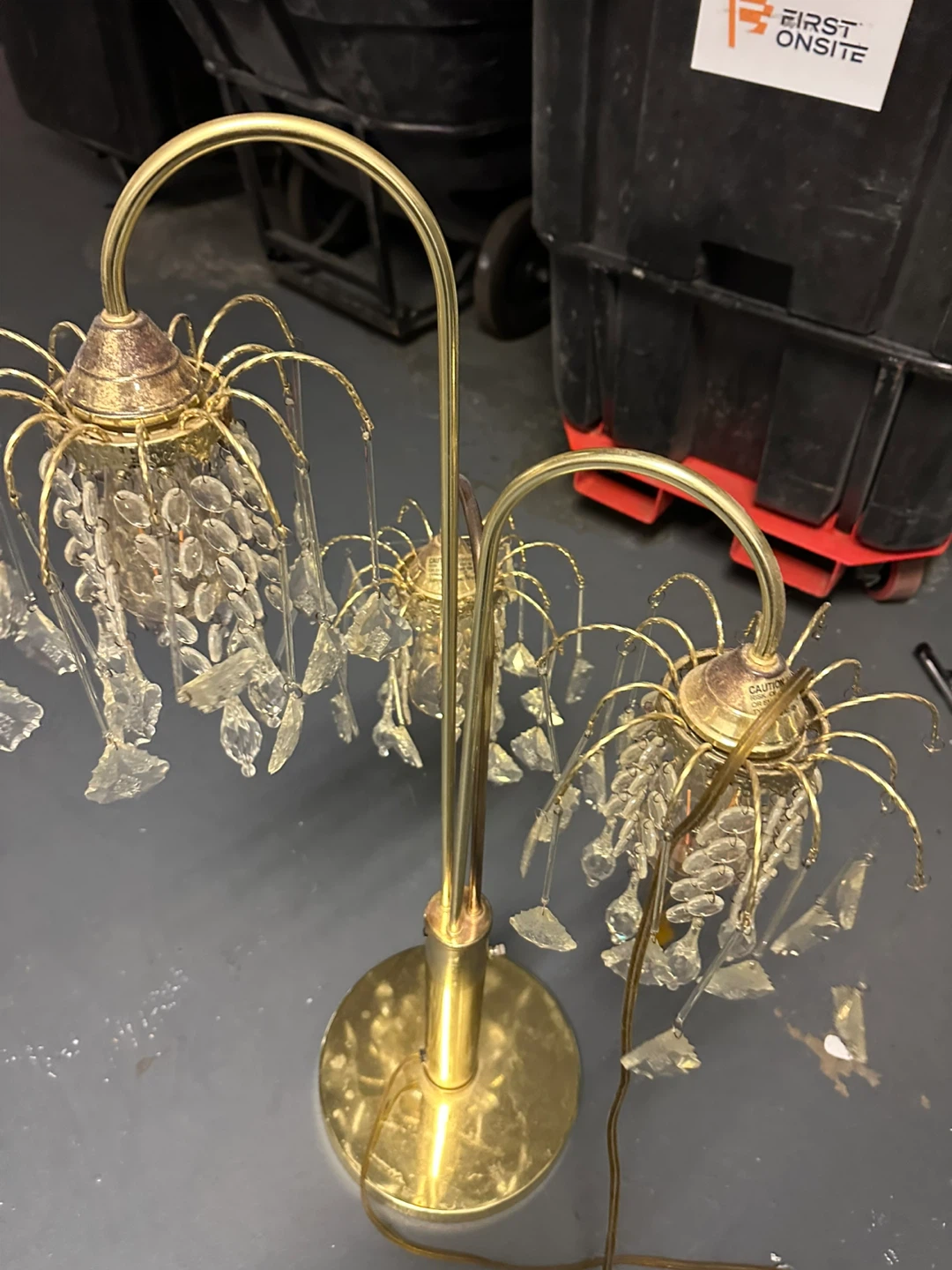 Gold Finish 3-Light Crystal Chandelier Floor Lamp - photo 4