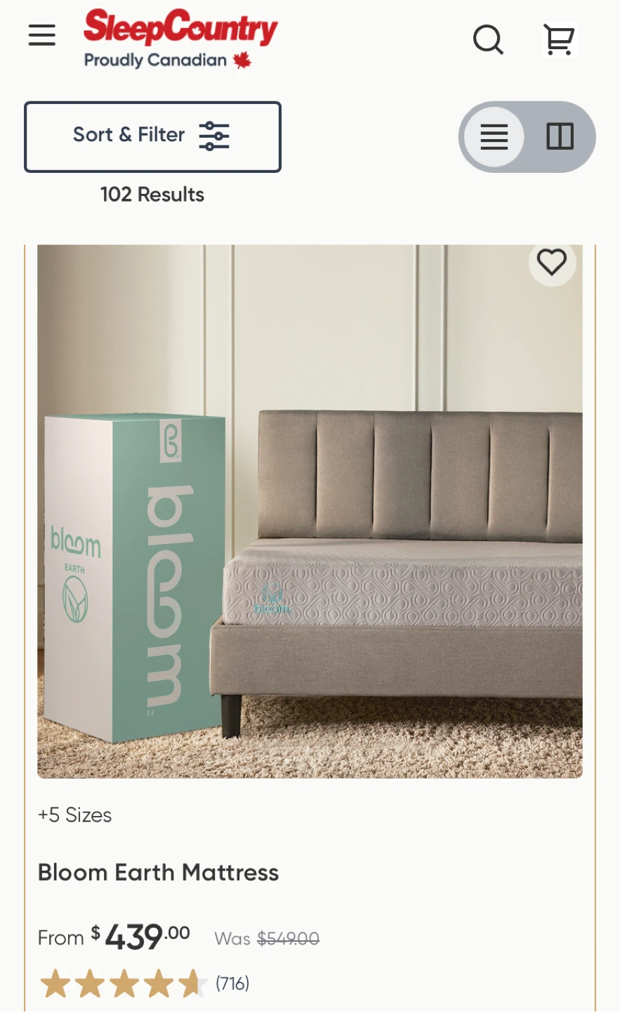 Bloom Earth Mattress Full size 54”x75”