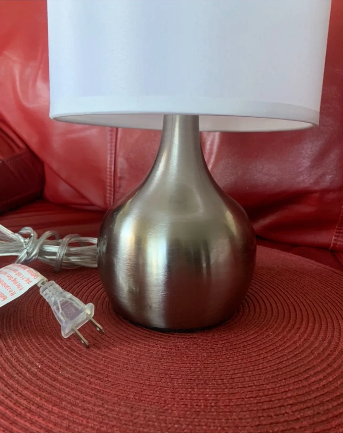 CANVAS Mira White Fabric Shade Table Lamp, Brushed Nickel base image indicator(3)