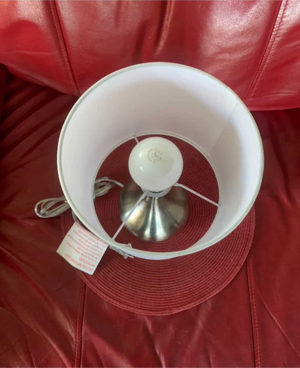 CANVAS Mira White Fabric Shade Table Lamp, Brushed Nickel base image indicator(4)