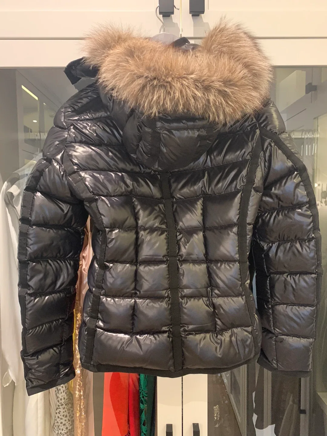 Moncler Black Down Puffer Jacket with Fur Hood image indicator(2)