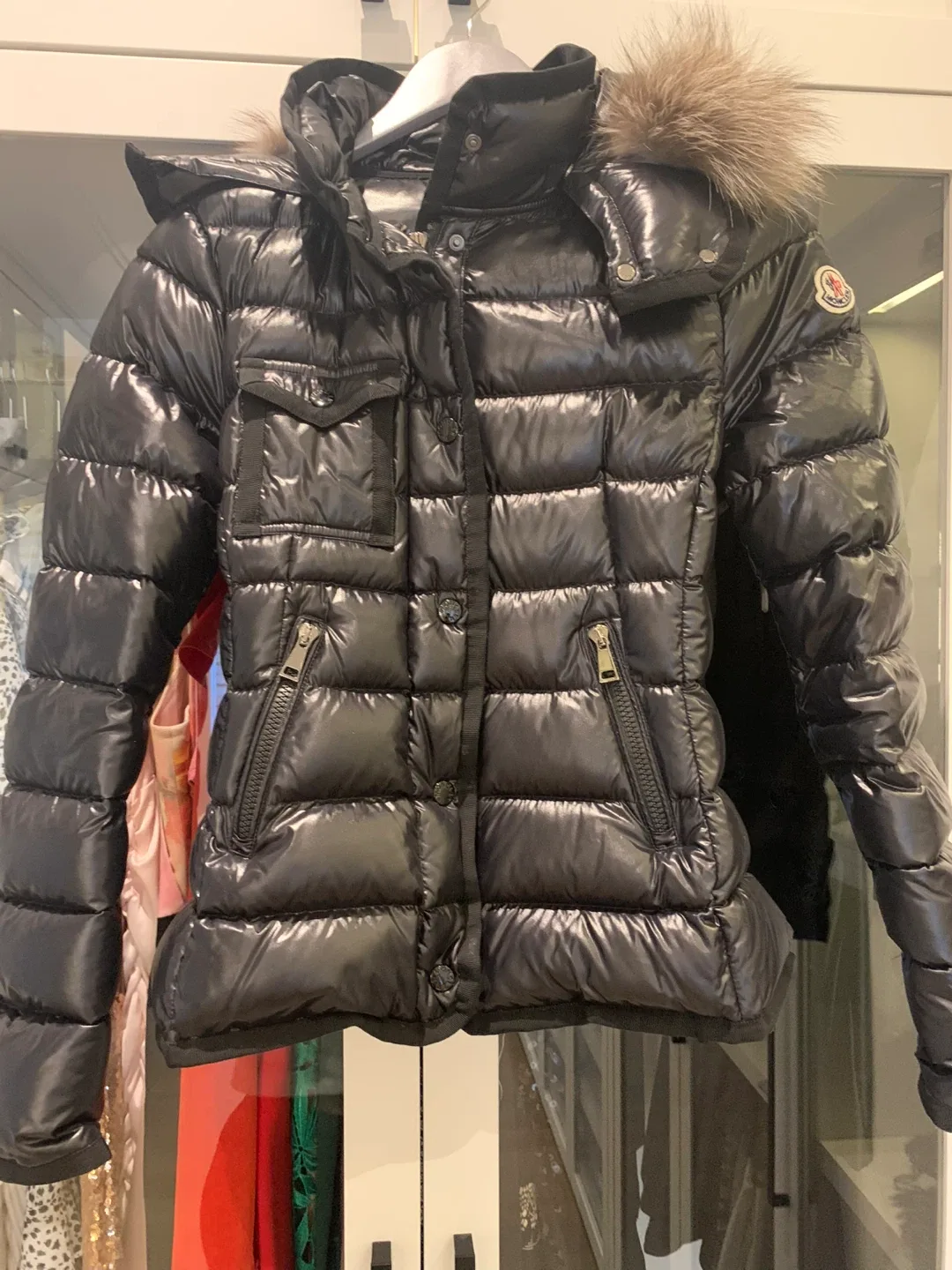 Moncler Black Down Puffer Jacket with Fur Hood image indicator(3)