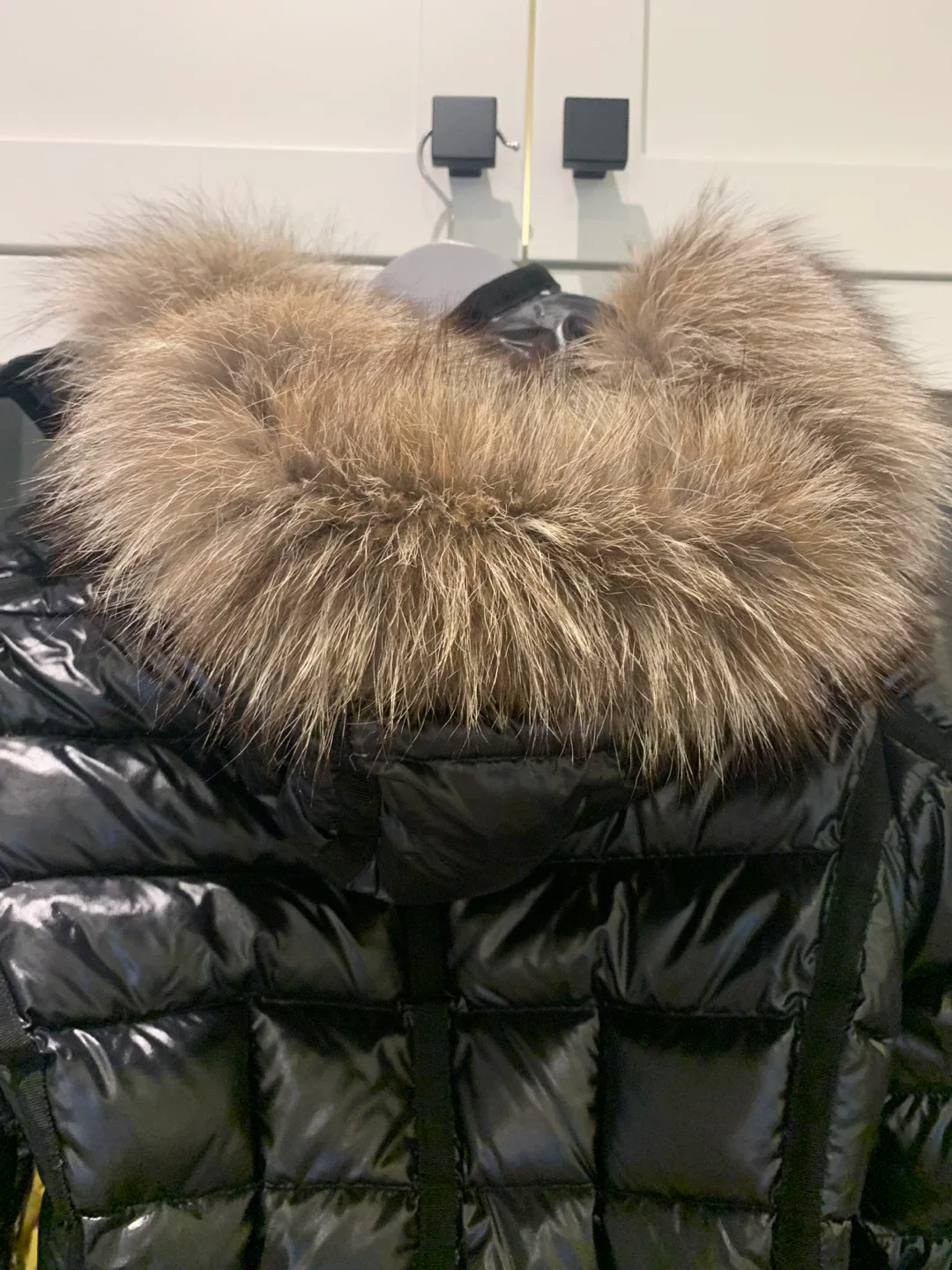Moncler Black Down Puffer Jacket with Fur Hood image indicator(4)