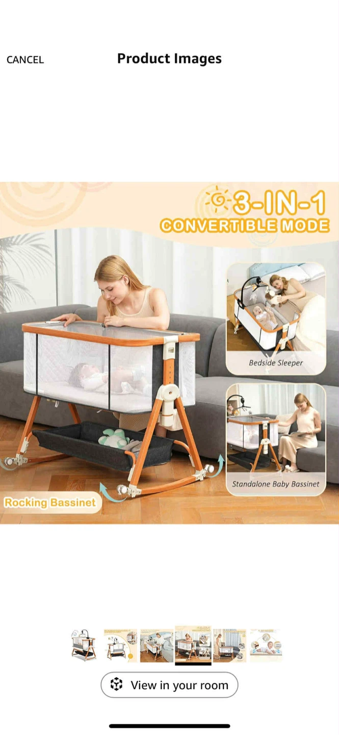 3-in-1 Convertible Bassinet - Grey - photo 2