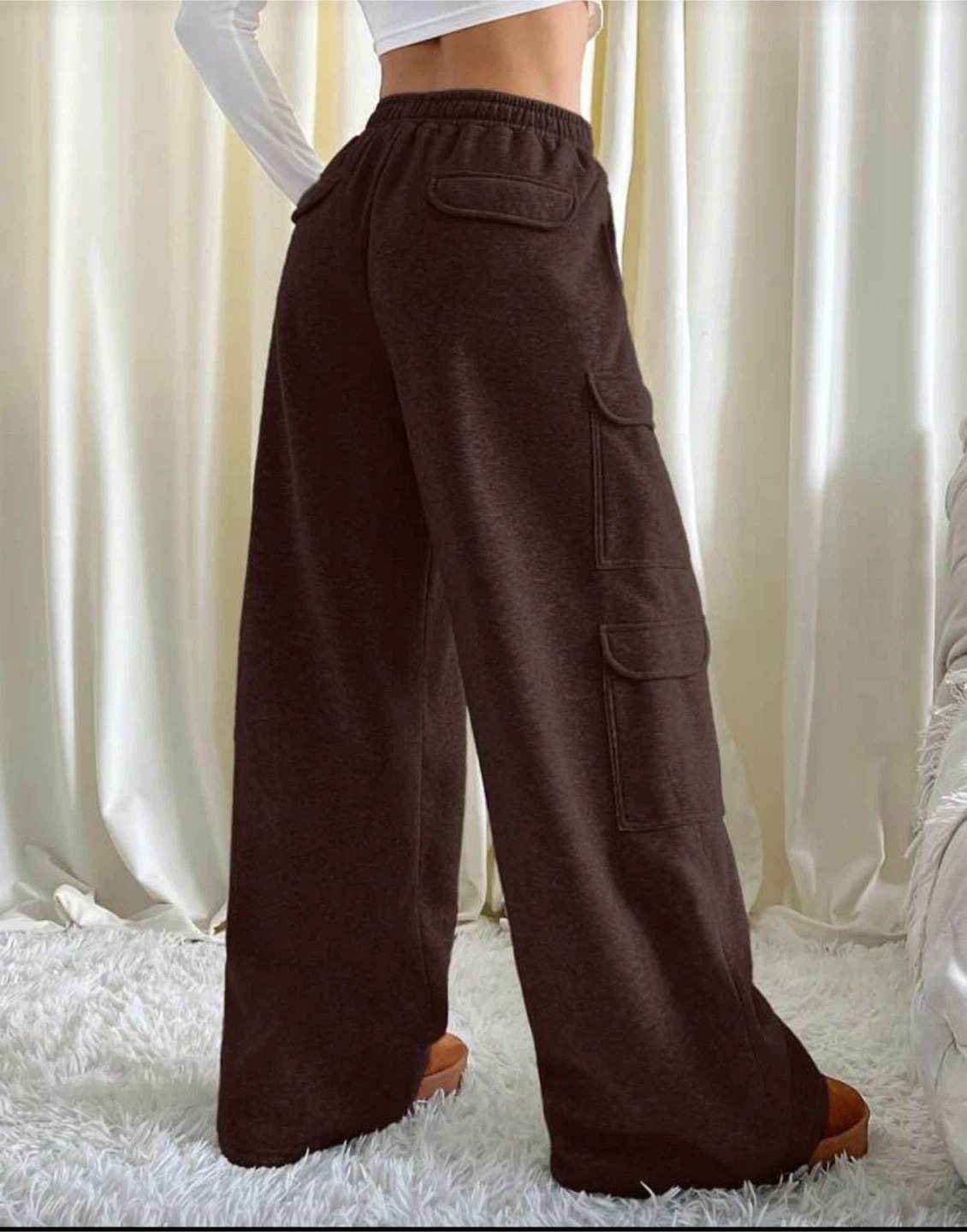 Brown Wide Leg Cargo Pants - photo 2