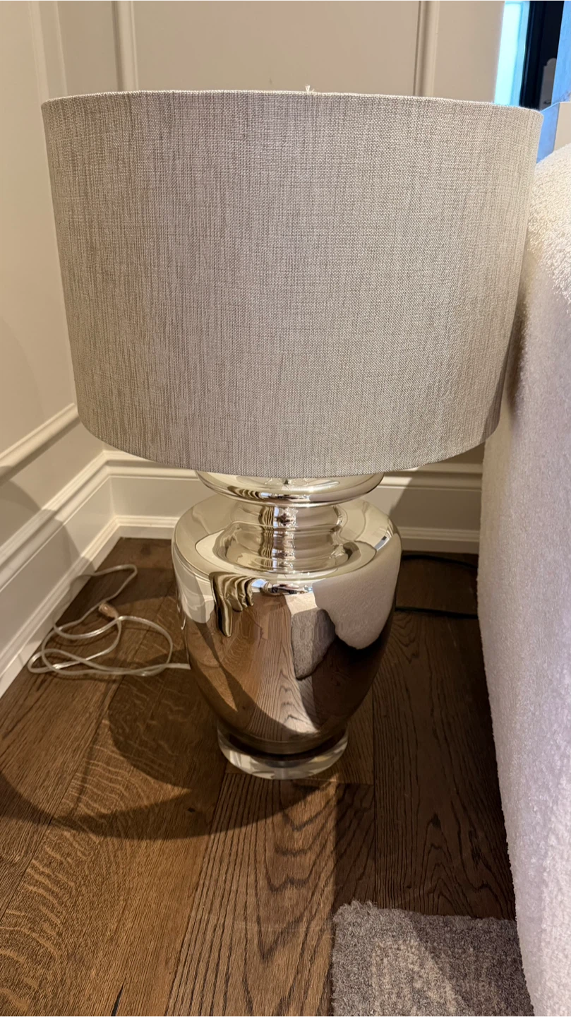 Silver Table Lamp with Grey Shade