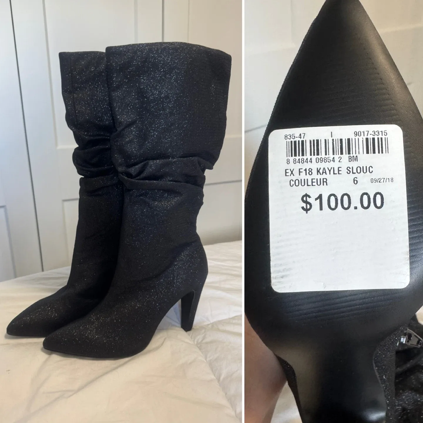 Brand New Kylie Boots, Black shimmer Size 6 New with tags thumbnail