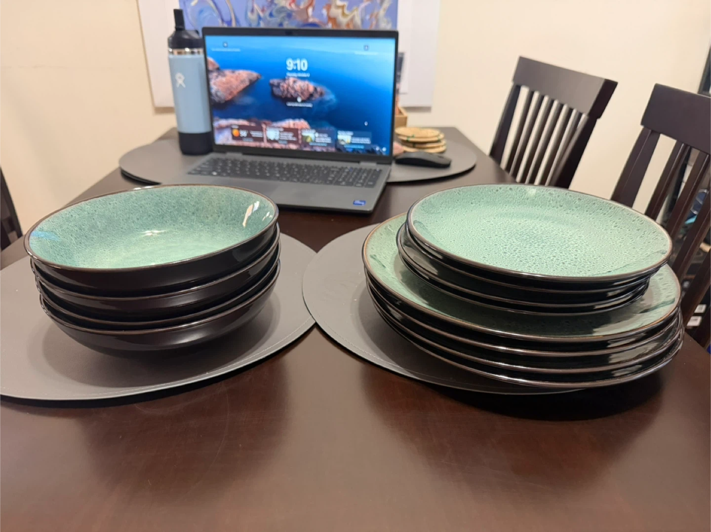Teal Dinnerware Set - Plates and Bowls