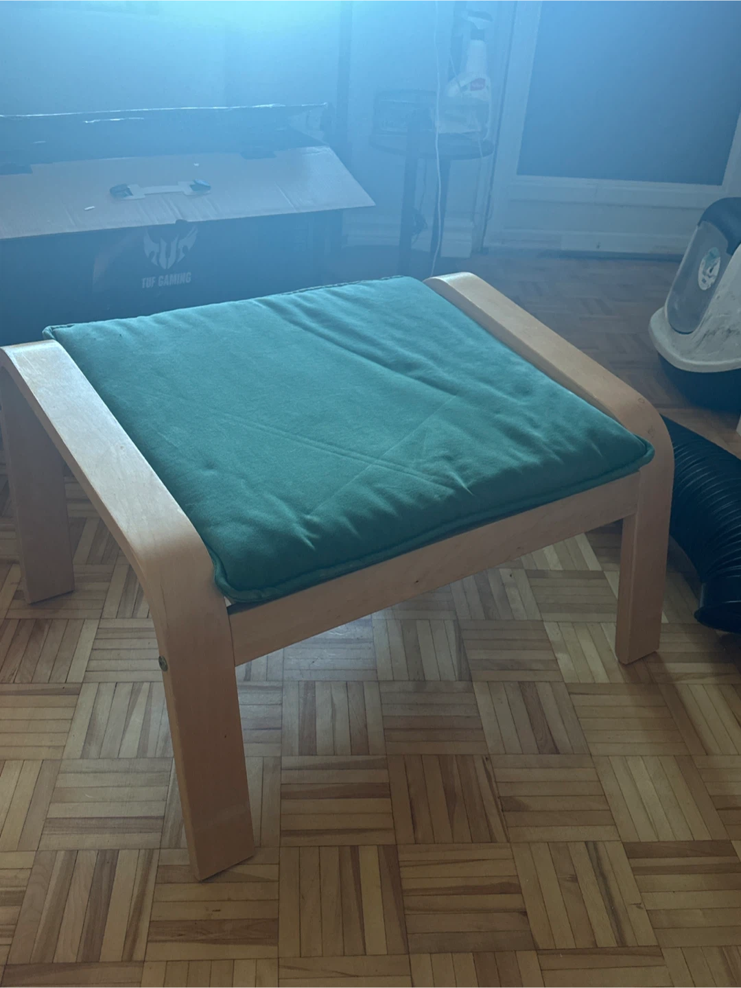 IKEA Poang Footstool - Green Cushion