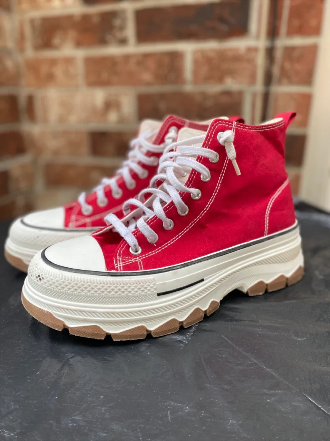 Red High Top Platform Sneakers thumbnail