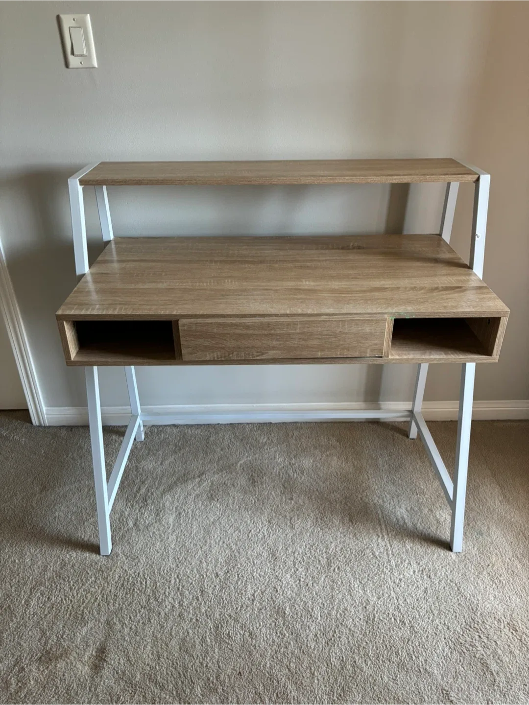 Wood & White Desk with Shelves image indicator(2)