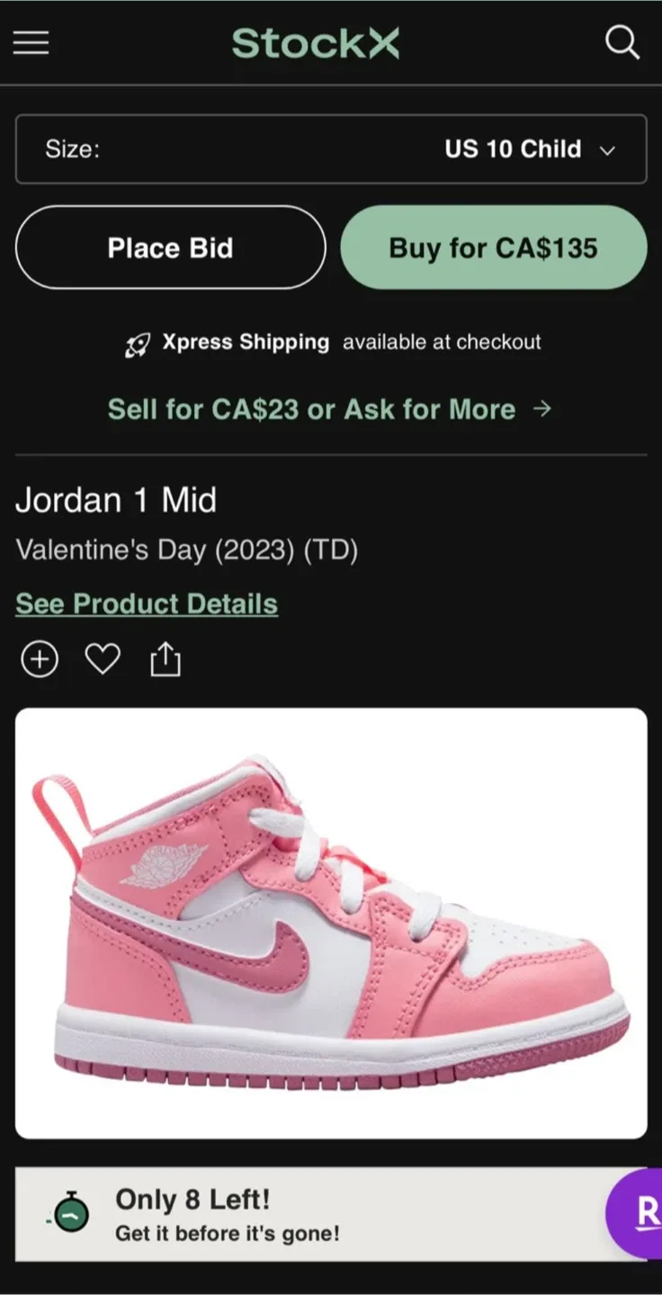 Nike Jordan 1 Mid Toddler 10C Sneakers image indicator(6)