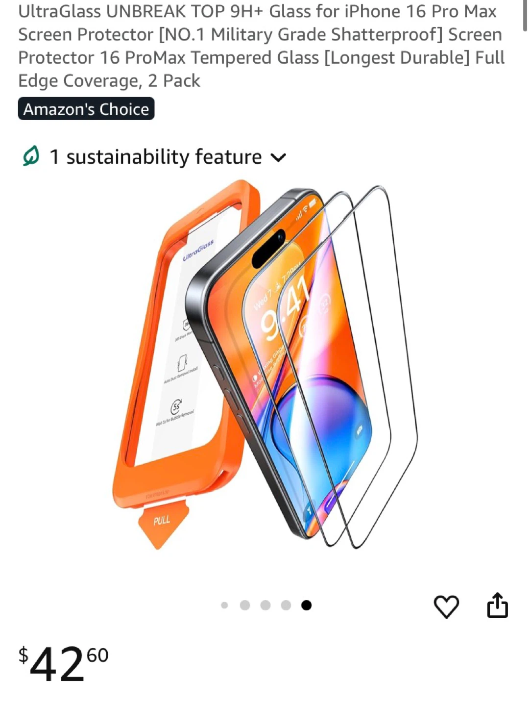 UltraGlass iPhone 16 Pro Max Screen Protector (2 Pack)