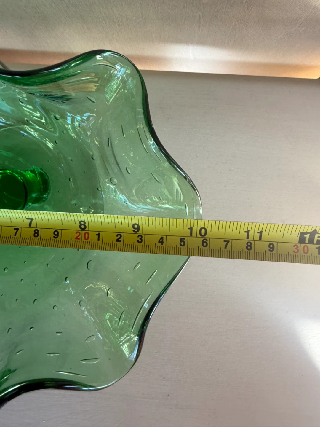 Vintage Green Glass Pedestal Bowl - photo 3