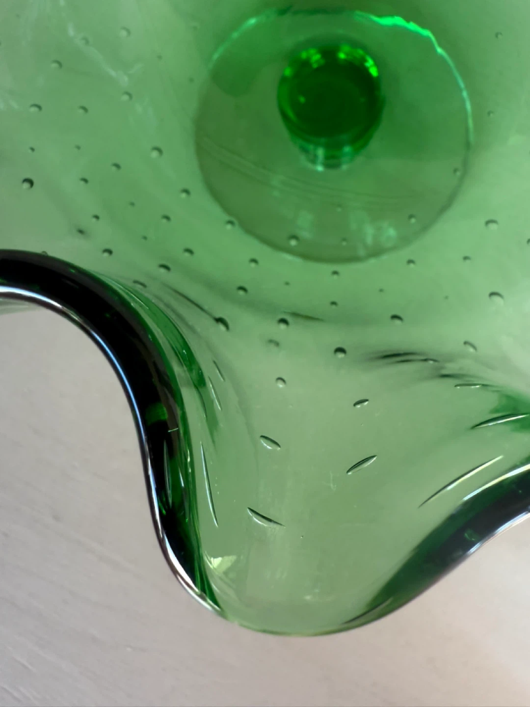 Vintage Green Glass Pedestal Bowl - photo 5