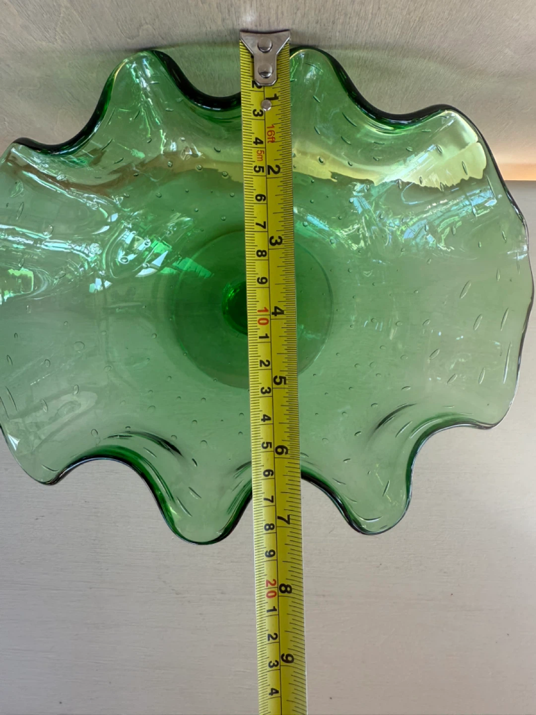Vintage Green Glass Pedestal Bowl - photo 4