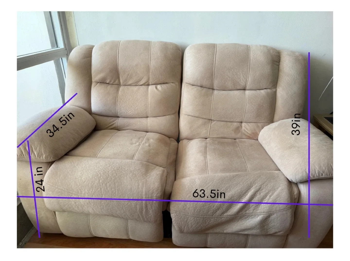 Beige Reclining Loveseat image indicator(4)
