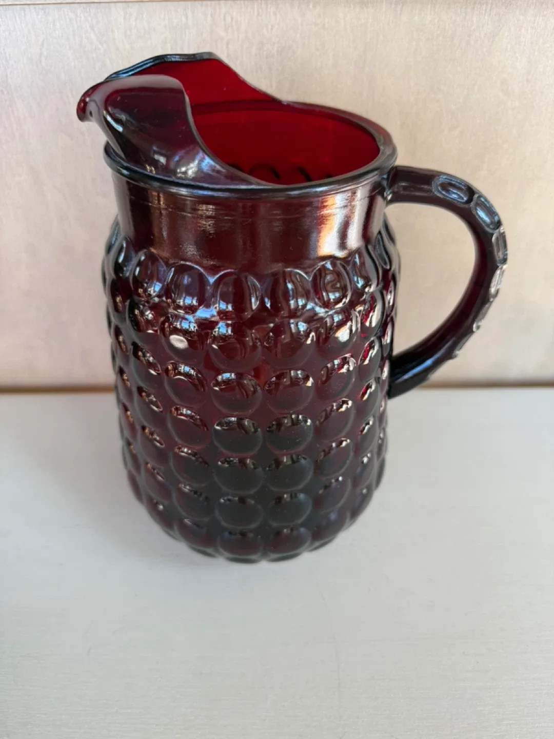 Vintage Anchor Hocking Royal Ruby Bubble Pitcher thumbnail