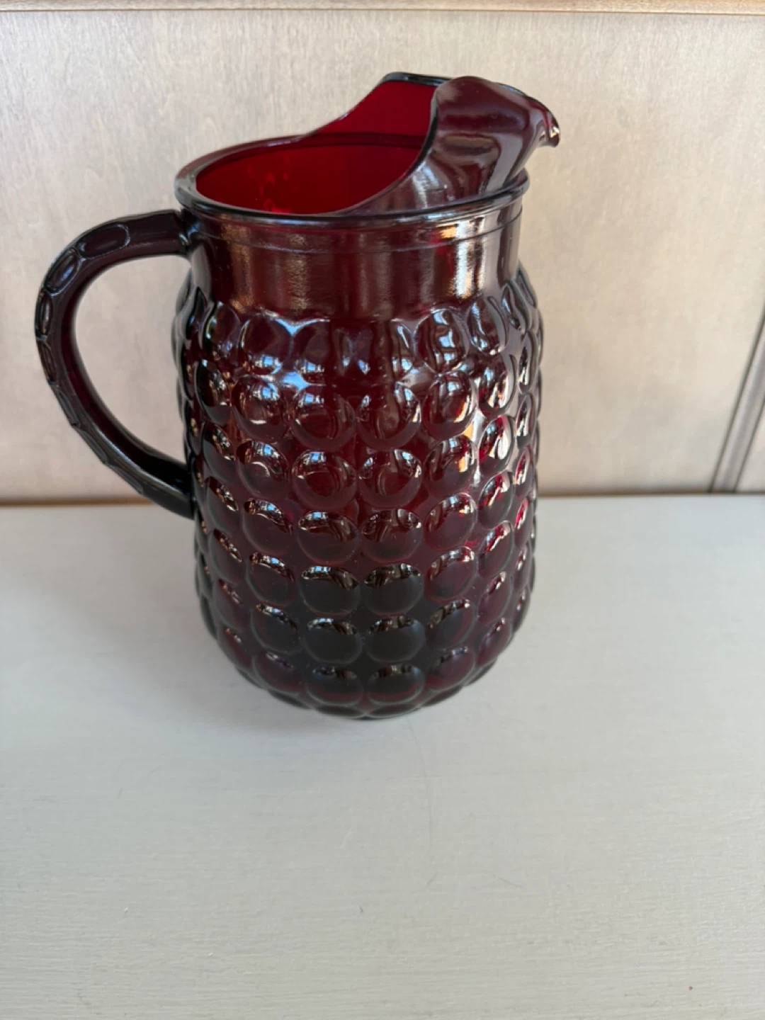Vintage Anchor Hocking Royal Ruby Bubble Pitcher - photo 3