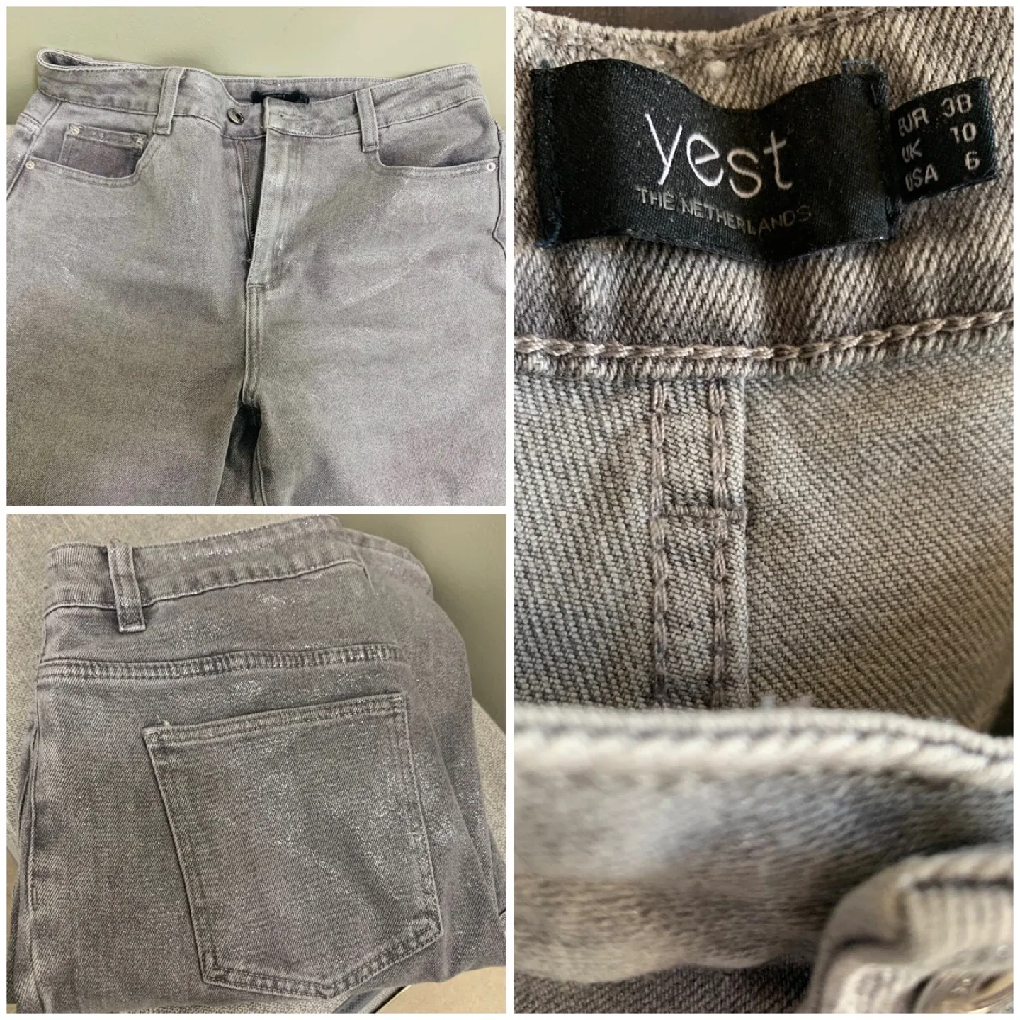 Silver Grey Denim Yest Jeans with Sparkle image indicator(7)