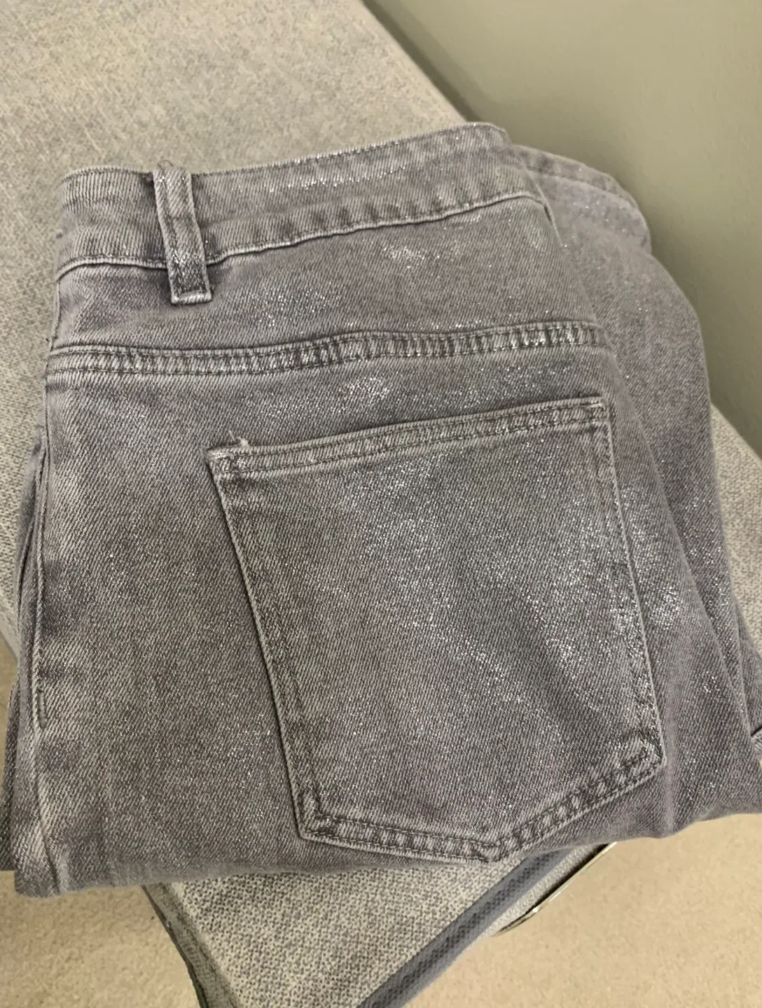 Silver Grey Denim Yest Jeans with Sparkle image indicator(4)