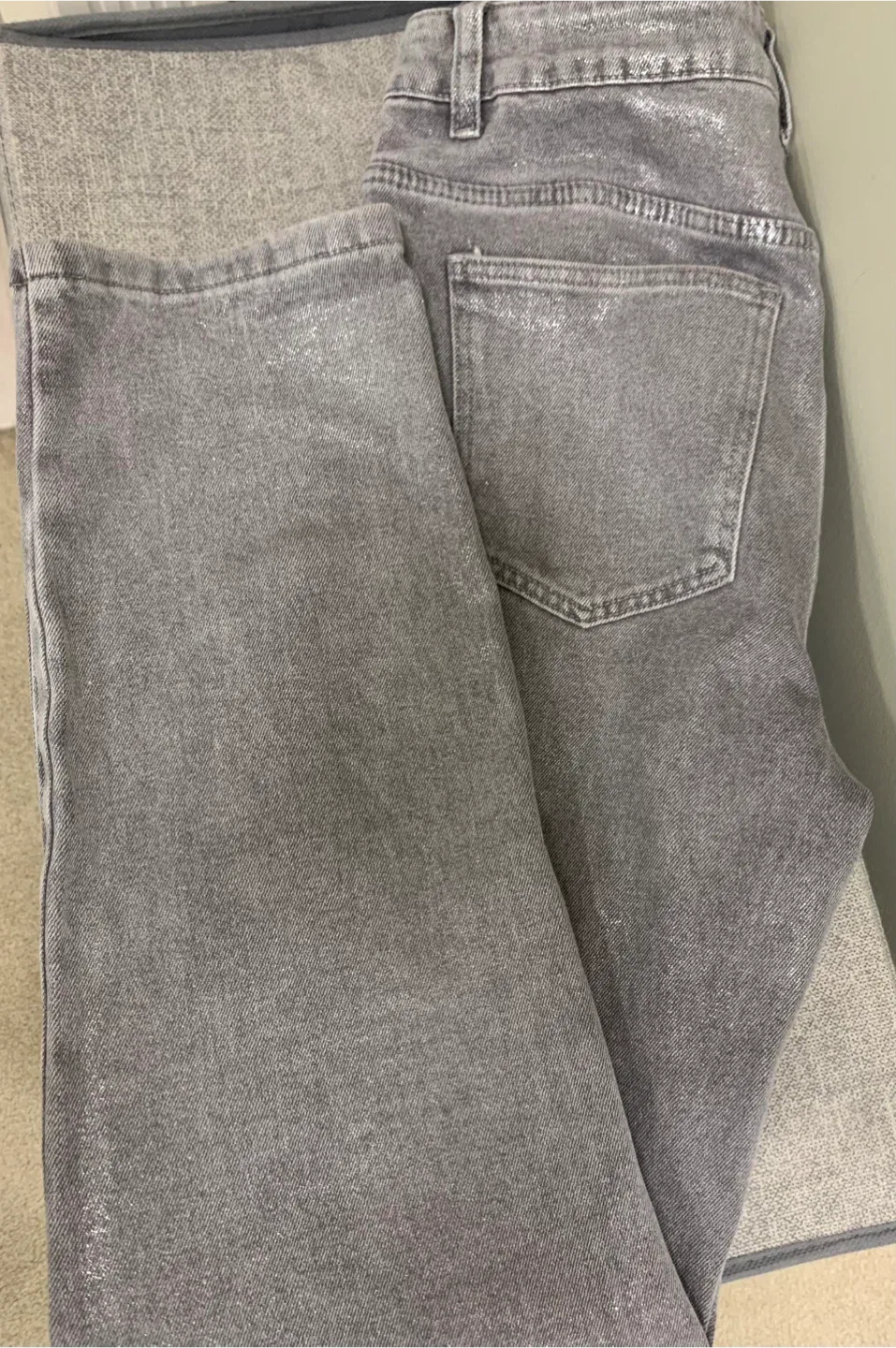 Silver Grey Denim Yest Jeans with Sparkle image indicator(2)